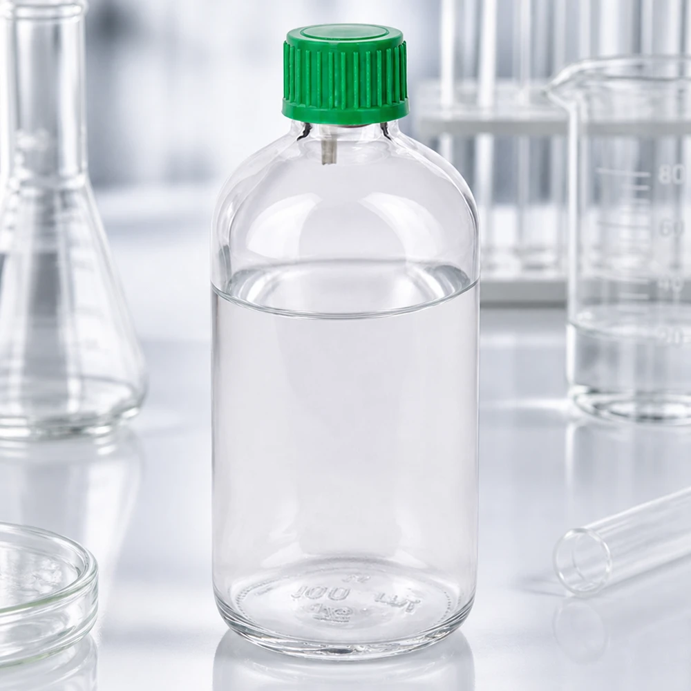 100ml druppelflesje 0.8mm groen STD ClearLine UT18/100 Laboratoriumfles 100 ml ClearLine UT18 met groene dop en doorzichtige glazen behuizing