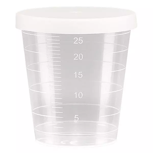 Medicijnbeker 30ml incl. klikdeksel (geneesmiddelenbeker/jeneverbeker) kleur: transparant Medicijnbeker 30ml incl. klikdeksel (geneesmiddelenbeker/jeneverbeker) kleur: transparant