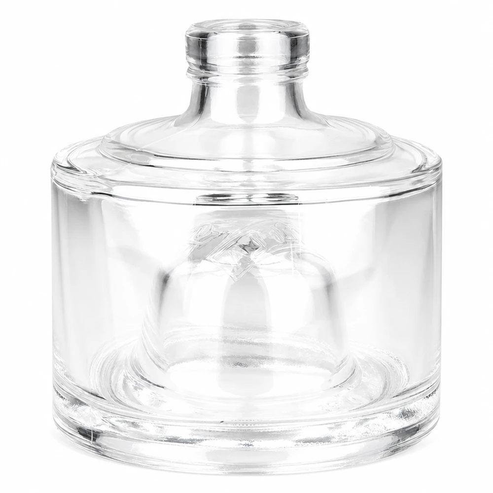200 ml glazen fles Barbara zonder sluiting UNiTWIST® 200ml glazen fles Barbara zonder dop UNiTWIST transparant rond met wijde opening voor cosmetica en parfum
