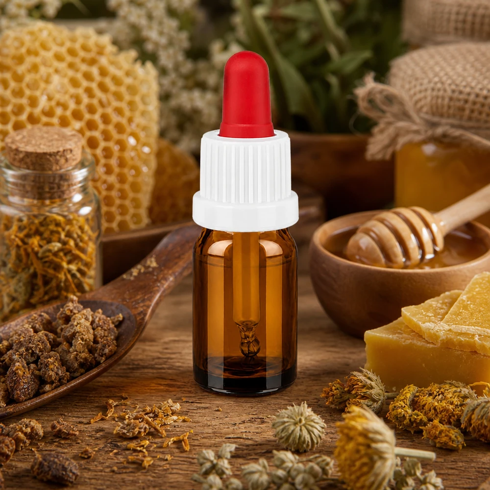 5 ml amberkleurig glazen flesje met druppeldop, ideaal voor cosmetische en aromatherapeutische toepassingen
