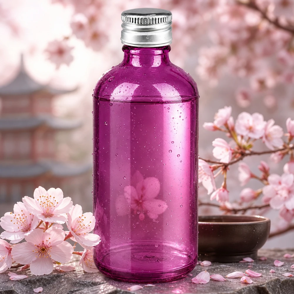 Handige violette glazen fles met 11 mm opening, ideaal voor portioneren en doseren