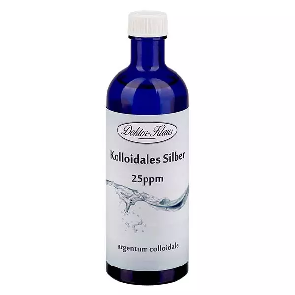 200 ml colloïdaal zilver Doktor-Klaus, 25ppm, blauwe glazen fles met dop met verzegelring 200 ml colloïdaal zilver Doktor-Klaus, 25ppm, blauwe glazen fles met dop met verzegelring