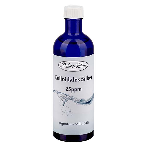 200 ml colloïdaal zilver Doktor-Klaus, 25ppm, blauwe glazen fles met dop met verzegelring 200 ml colloïdaal zilver Doktor-Klaus, 25ppm, blauwe glazen fles met dop met verzegelring