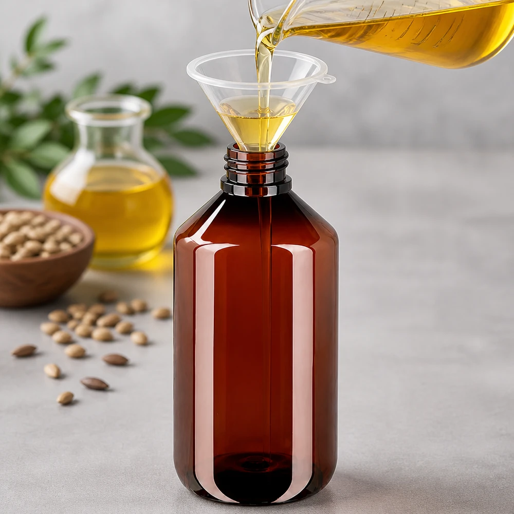 PET fles 500ml met ontgassingsdop rood Herbruikbare PET-fles van 500 ml, bruin, voor het overgieten en bewaren van plantaardige oliën
