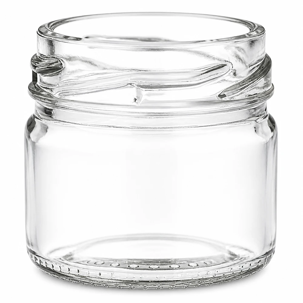 UNiTWIST Runda33 - Rundglas Inhalt 33ml TO43 Compacte bewaarpot UNiTWIST Runda33 met een inhoud van 33 ml en een brede opening