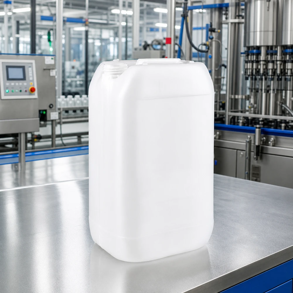 15l jerrycan, UN-toelating, zonder schroefsluiting Voedselveilige jerrycan van 15 liter zonder sluiting, in rechthoekige vorm, voor vloeistoffen