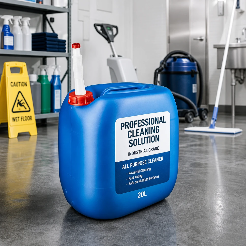 Canister 30 liter blauw met flexibele uitloop Professionele voorraadcontainer van 30 liter, blauw, met flexibele uitloop voor het gedoseerd doseren van reinigingsmiddelen