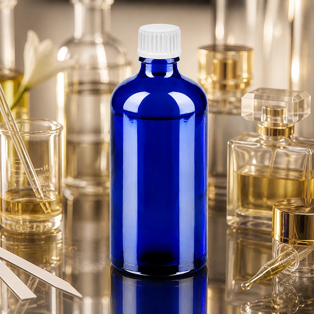 Ergonomische druppelflacon 100ml in blauw met witte dop voor eenvoudig gebruik