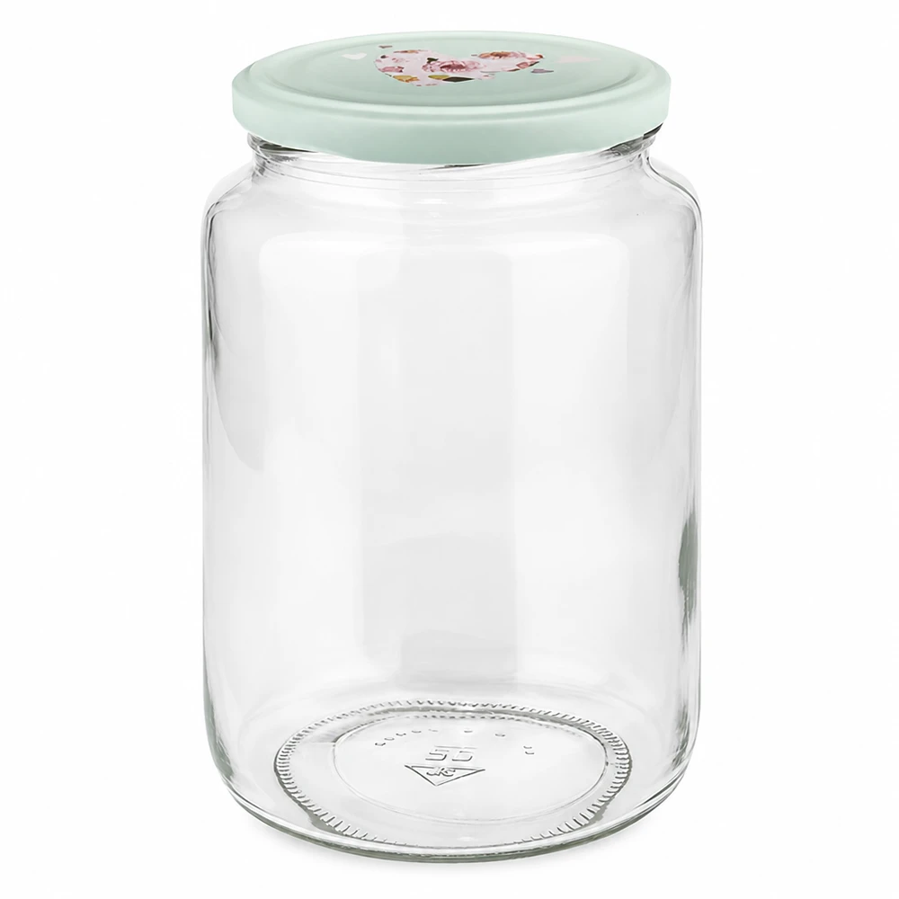 795ml ronde pot met mint BasicSeal deksel hart ontwerp inmaakpot voorraadpot glazen pot met schroefdop