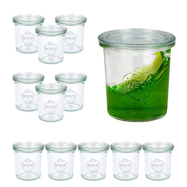 Set van 12 Weck potten 140 ml bekers met 12 glazen deksels