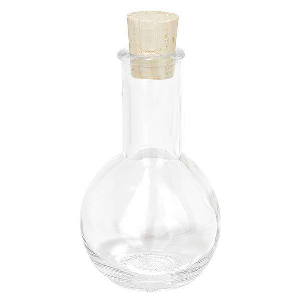 Kurkfles Tulip 100ml helder, opening 18 mm, incl. kurk 18/22 Kurkfles Tulip 100ml helder, opening 18 mm, incl. kurk 18/22
