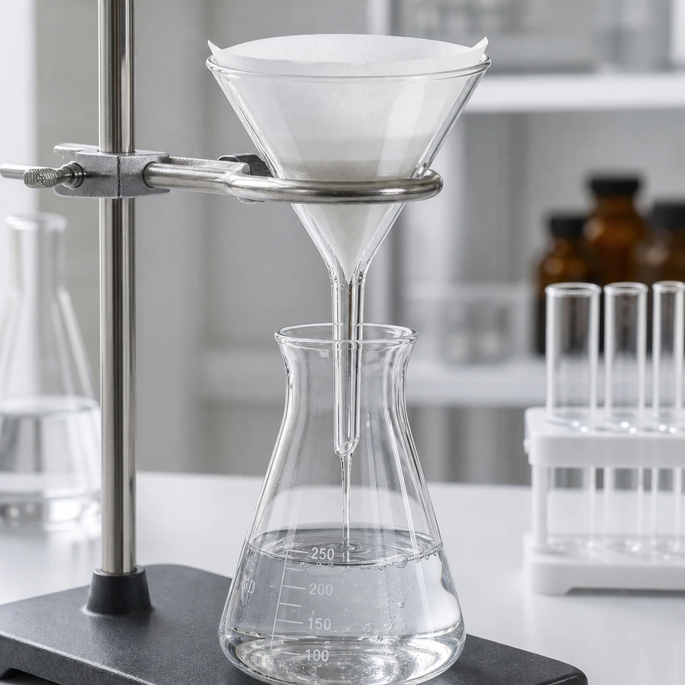 Precisielaboratoriumtrechter 55 mm borosilicaat met een hoek van 60° voor exacte dosering in de chemie