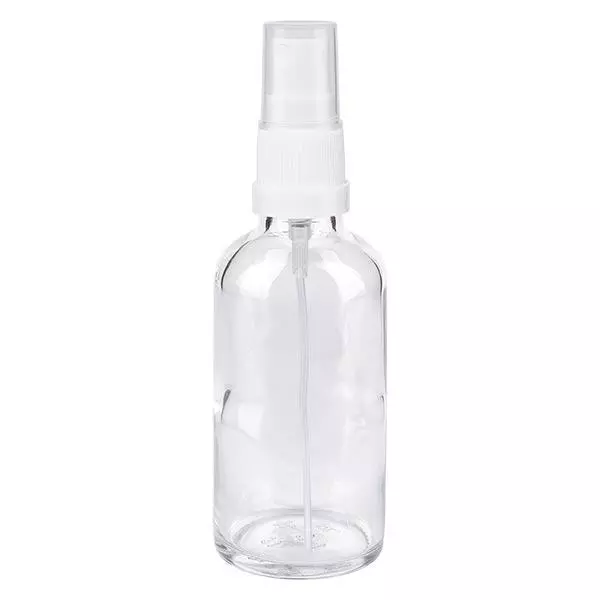 Helder glazen flessen 50ml met wit pompverstuiver