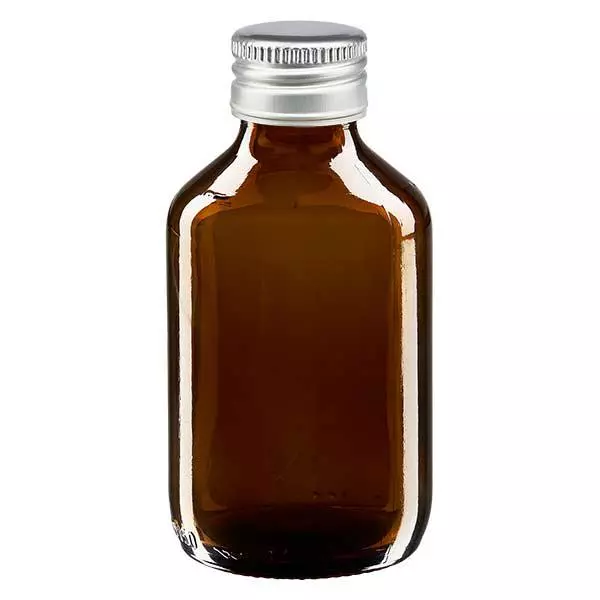 150ml medicijnfles bruin, met zilveren aluminium dop