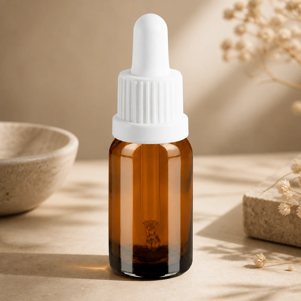 10ml pipetfles wit OV BrownLine UT18/10 10ml amberkleurig glazen flesje met witte pipet OV BrownLine voor professionele toepassingen