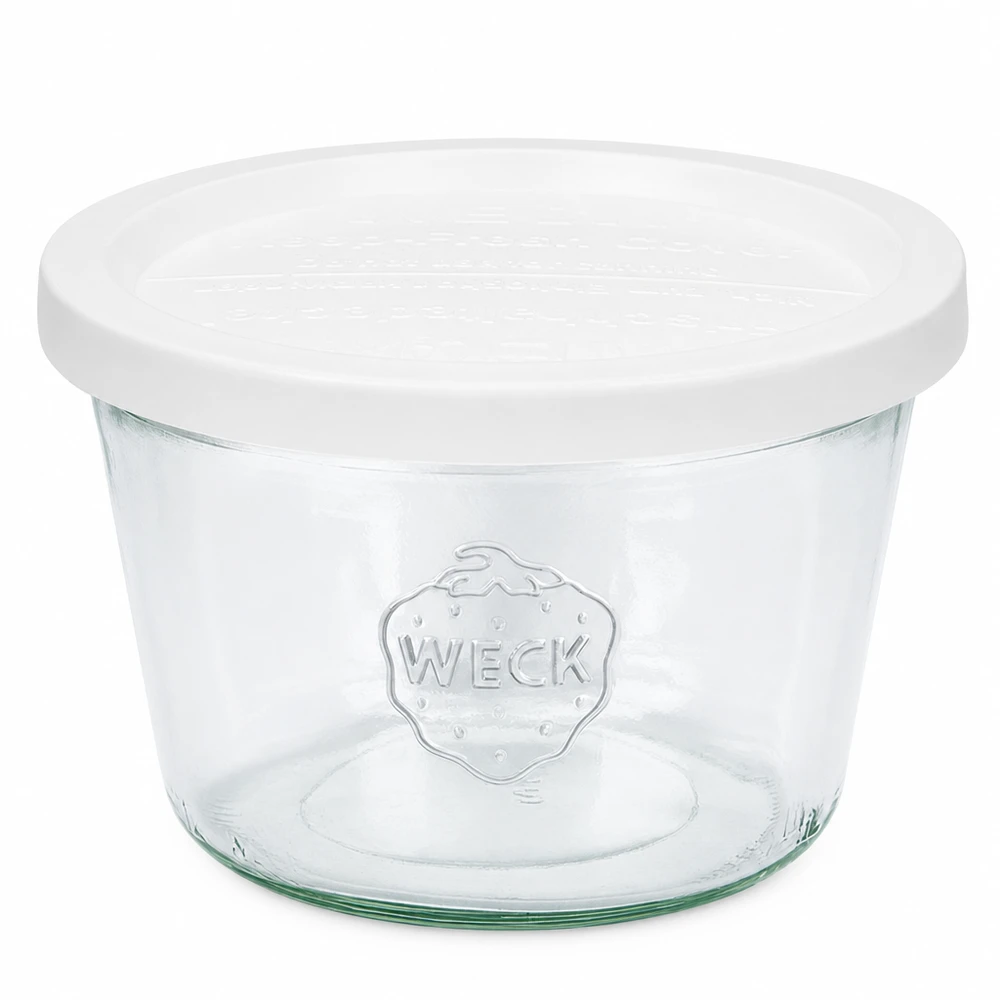 WECK RR100-pot van 370 ml met vershouddeksel WECK 370 ml metselpot met wit deksel RR100 Heldere glazen pot voor conserveren en bewaren