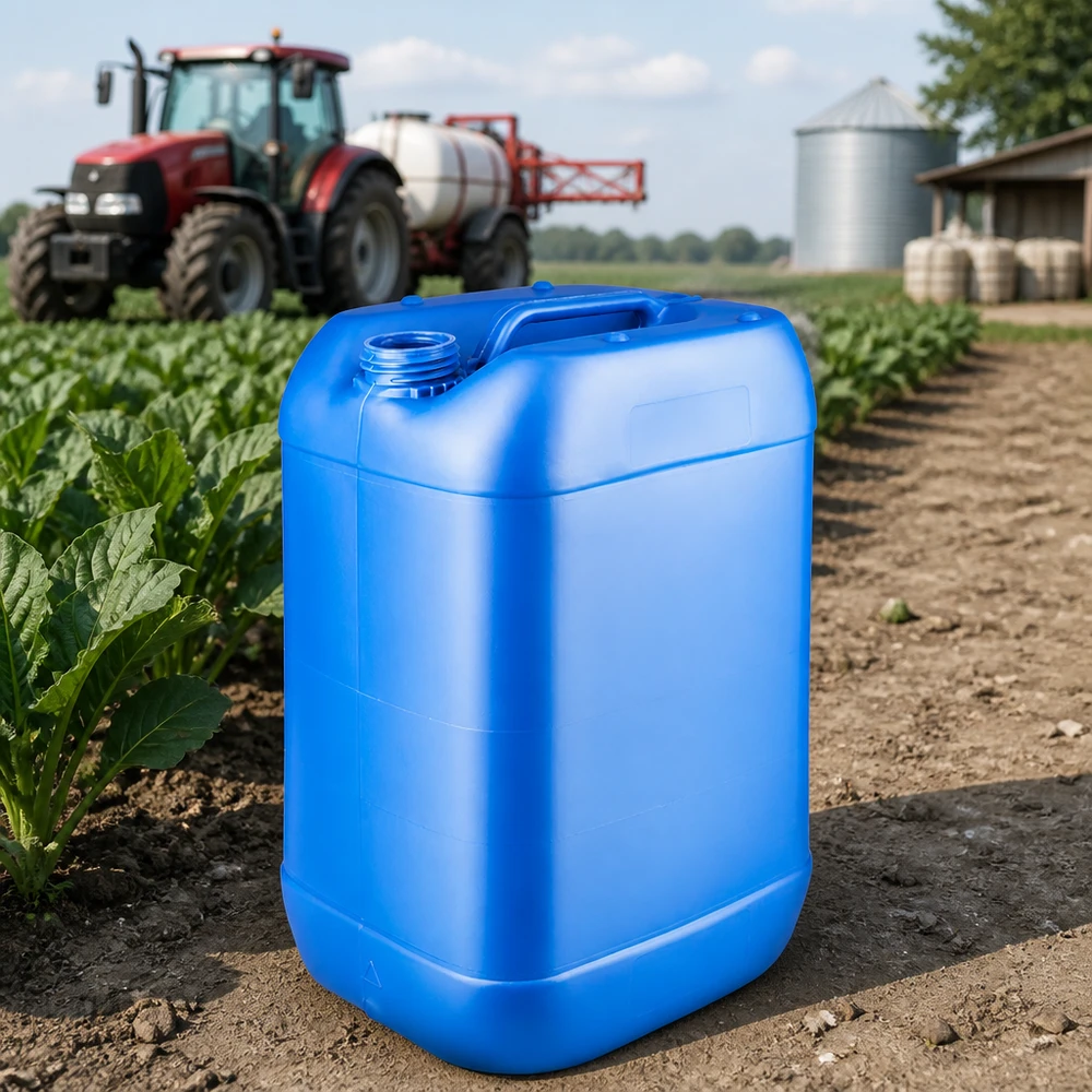 Canister 25 liter blauw zonder sluiting Draagbare blauwe jerrycan van 25 liter zonder dop, met ergonomische handgreep, voor gebruik buitenshuis