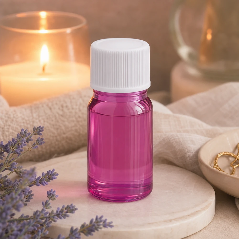 5ml pipetfles 11mm schroefdop wit standaard PurpleLine UT18/5 Elegant 5ml flesje van speciaal violet glas met een wit deksel voor hoogwaardige ingrediënten