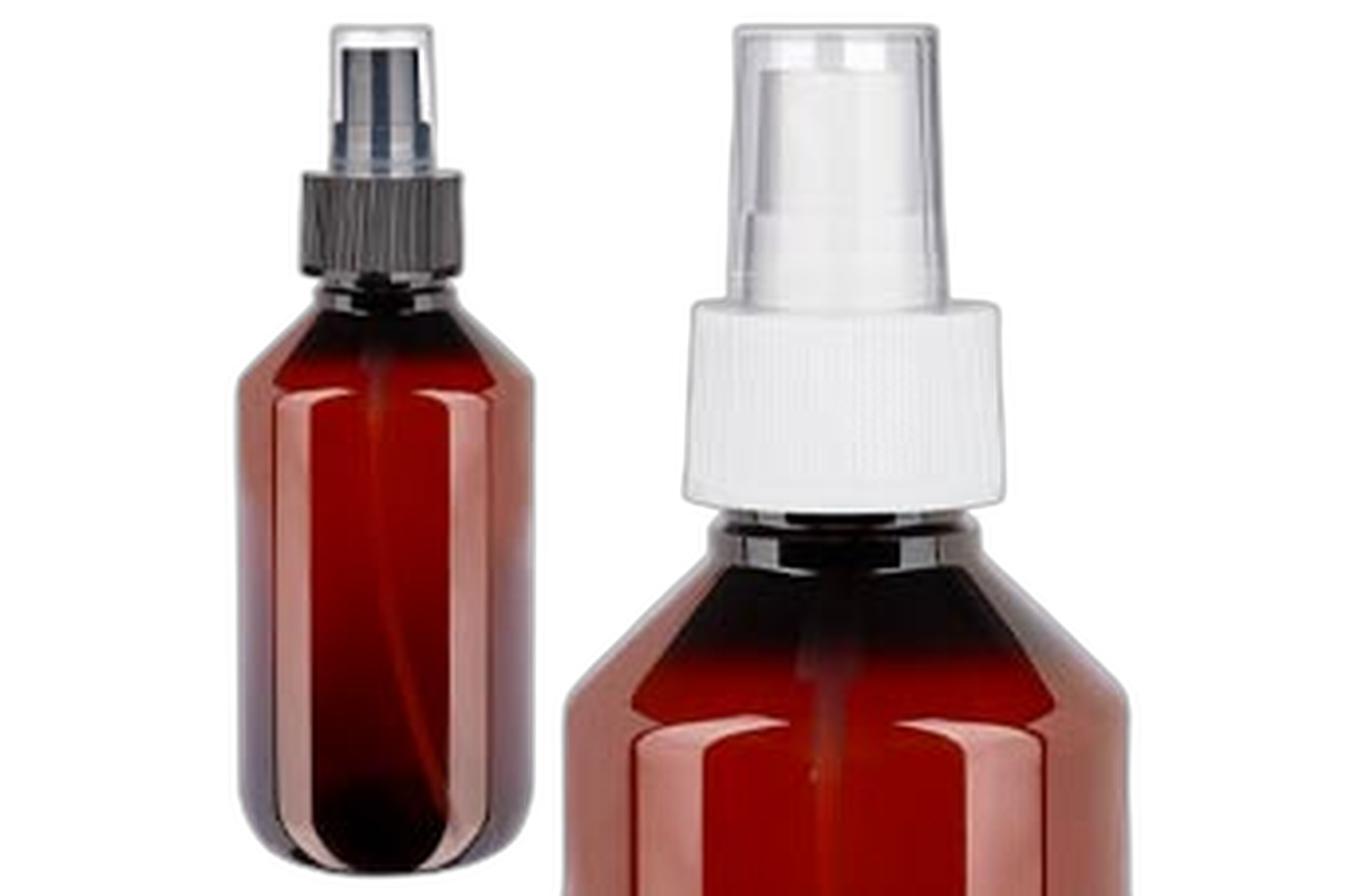 Bruine PET medicijnfles met spray dop