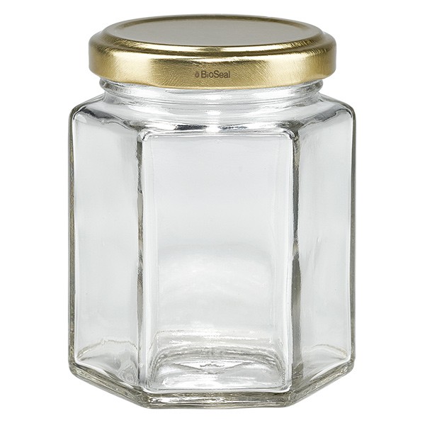 196ml hexaglas met BioSeal deksel goud UNiTWIST
