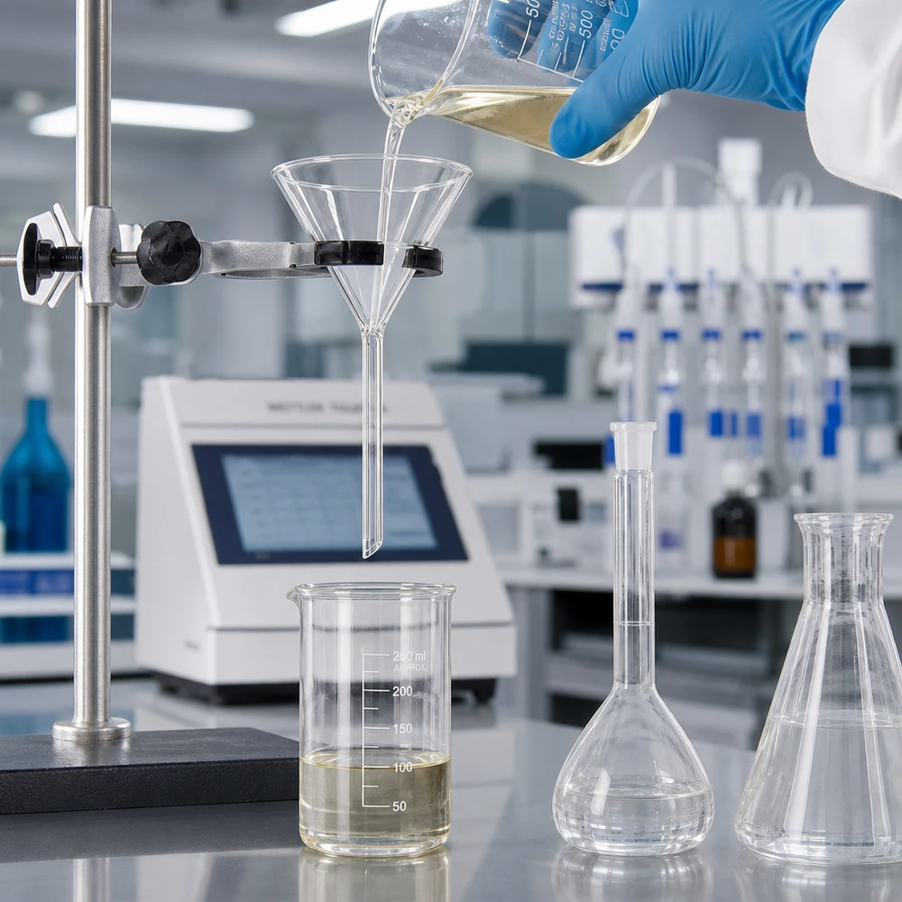 Professionele laboratoriumtrechter van hoogwaardig kalk-sodaglas met een diameter van 100 mm voor veilige chemicaliën