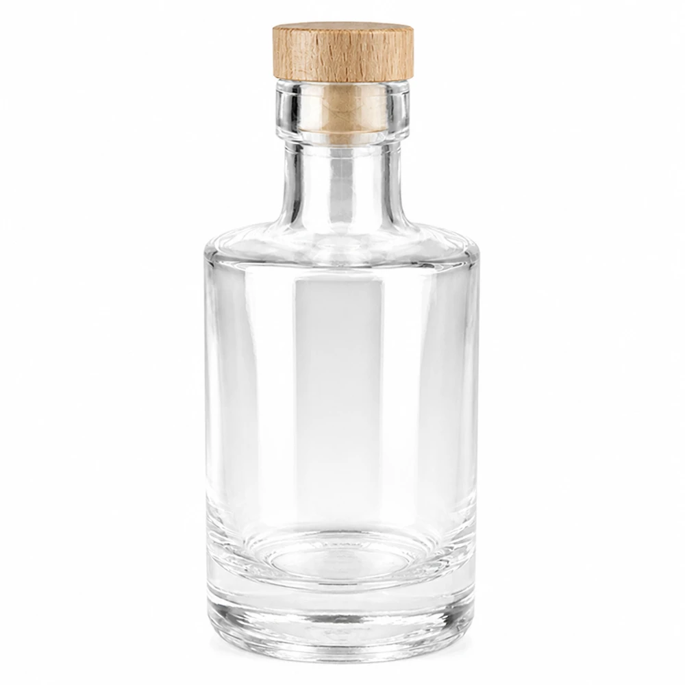 200ml glazen fles Marie met houten kurk UNiTWIST - helder glas, houten stop, leeg