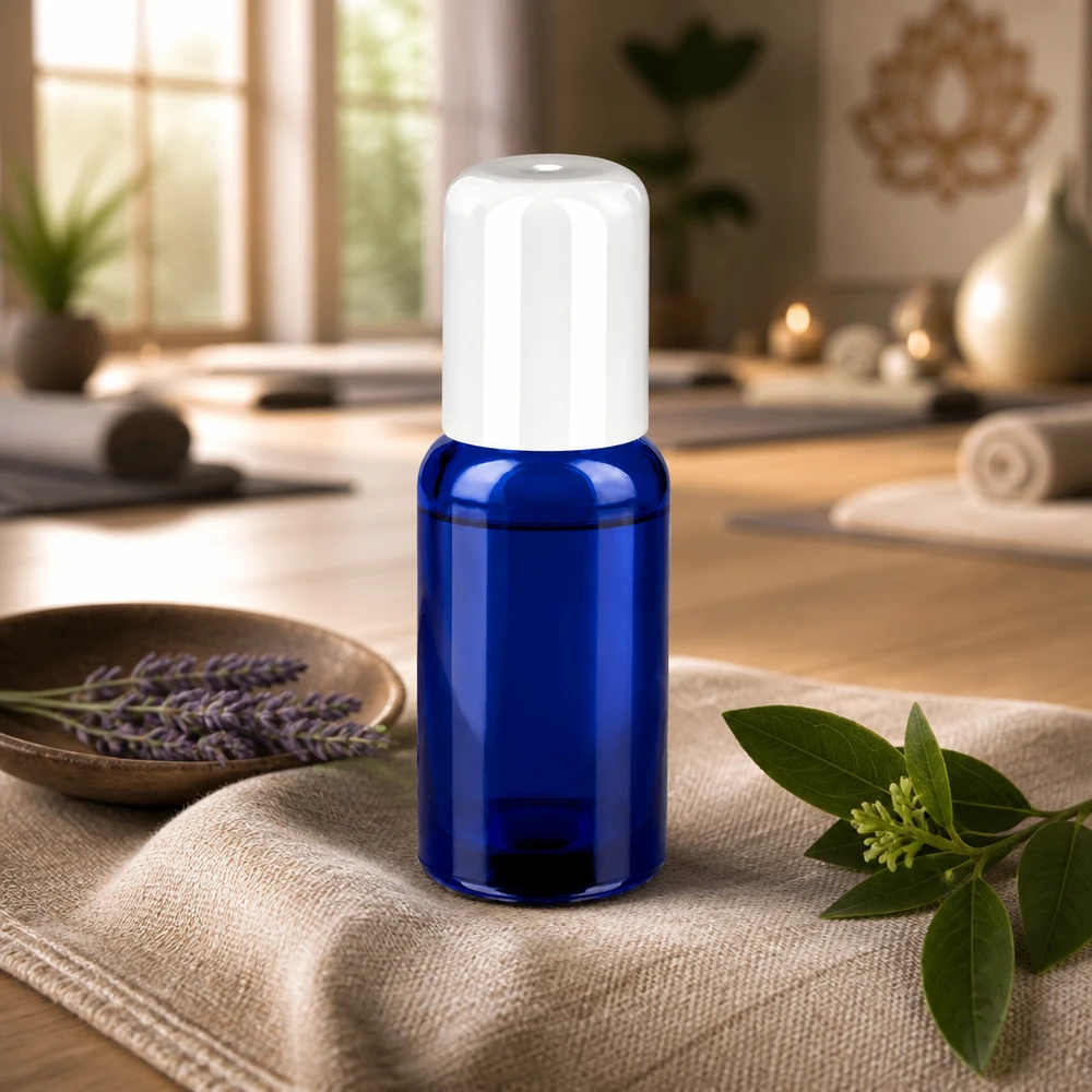 20ml flacon met roller wit STD BlueLine UT18/20 Ergonomisch glazen flesje van 20 ml met roll-on applicator, perfect voor doe-het-zelf cosmetica en parfums