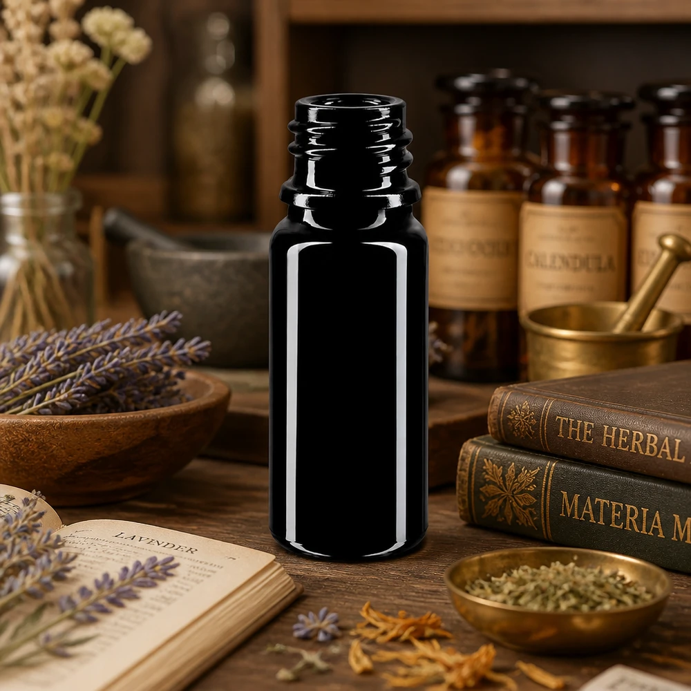 Violet glazen flesje 10ml DIN 18 draad ideaal voor zelfgemaakte tincturen en essences