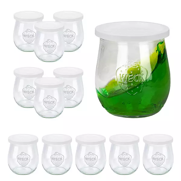 Set van 12 Weck potten 220 ml tulpenpotten met 12 inmaakdeksels