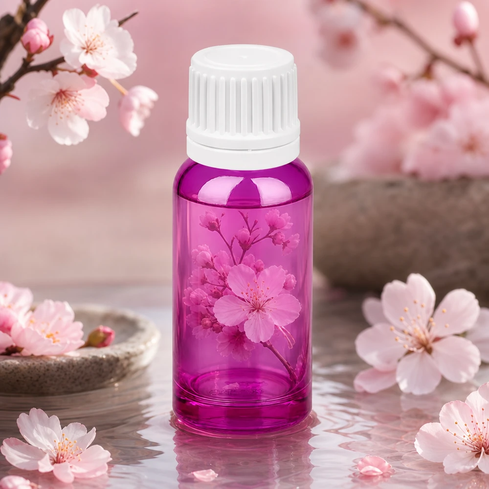 Stijlvol 20ml flesje in paars met witte schroefdop voor hoogwaardige cosmetica en wellness