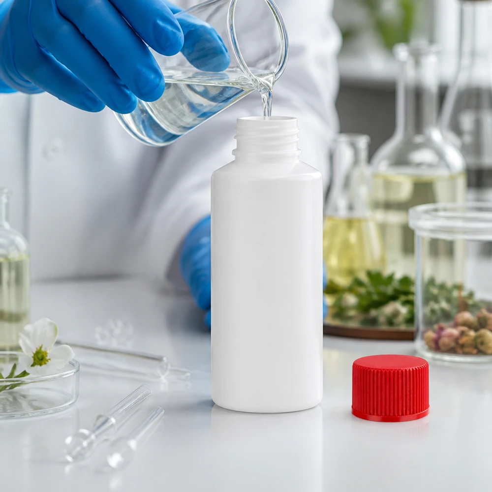 PET cilinderfles 30ml wit met schroefsluiting rood Voedselveilige HDPE-fles van 30 ml in wit met rode SV voor de medische, cosmetische en farmaceutische sector