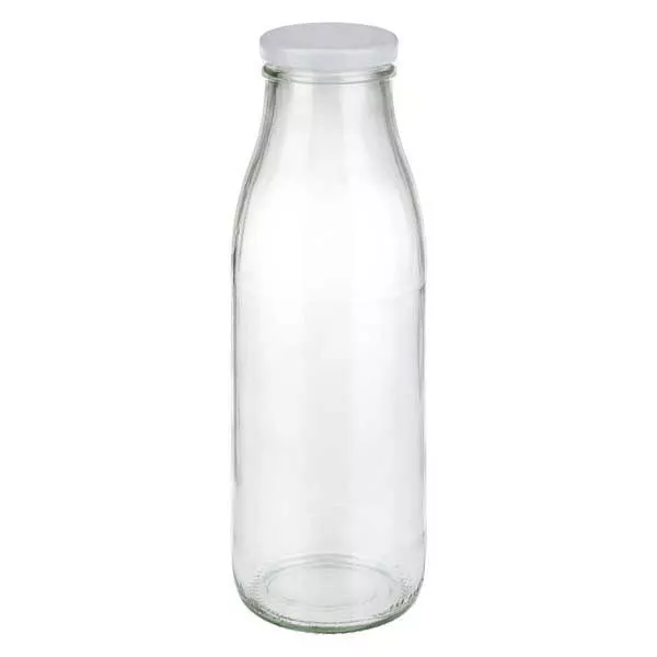500ml fles met BasicSeal deksel wit UNiTWIST 500ml Glasflasche mit weißem Deckel - elegante Milchflasche für Getränke und Aufbewahrung von Glas-Fabrik.de