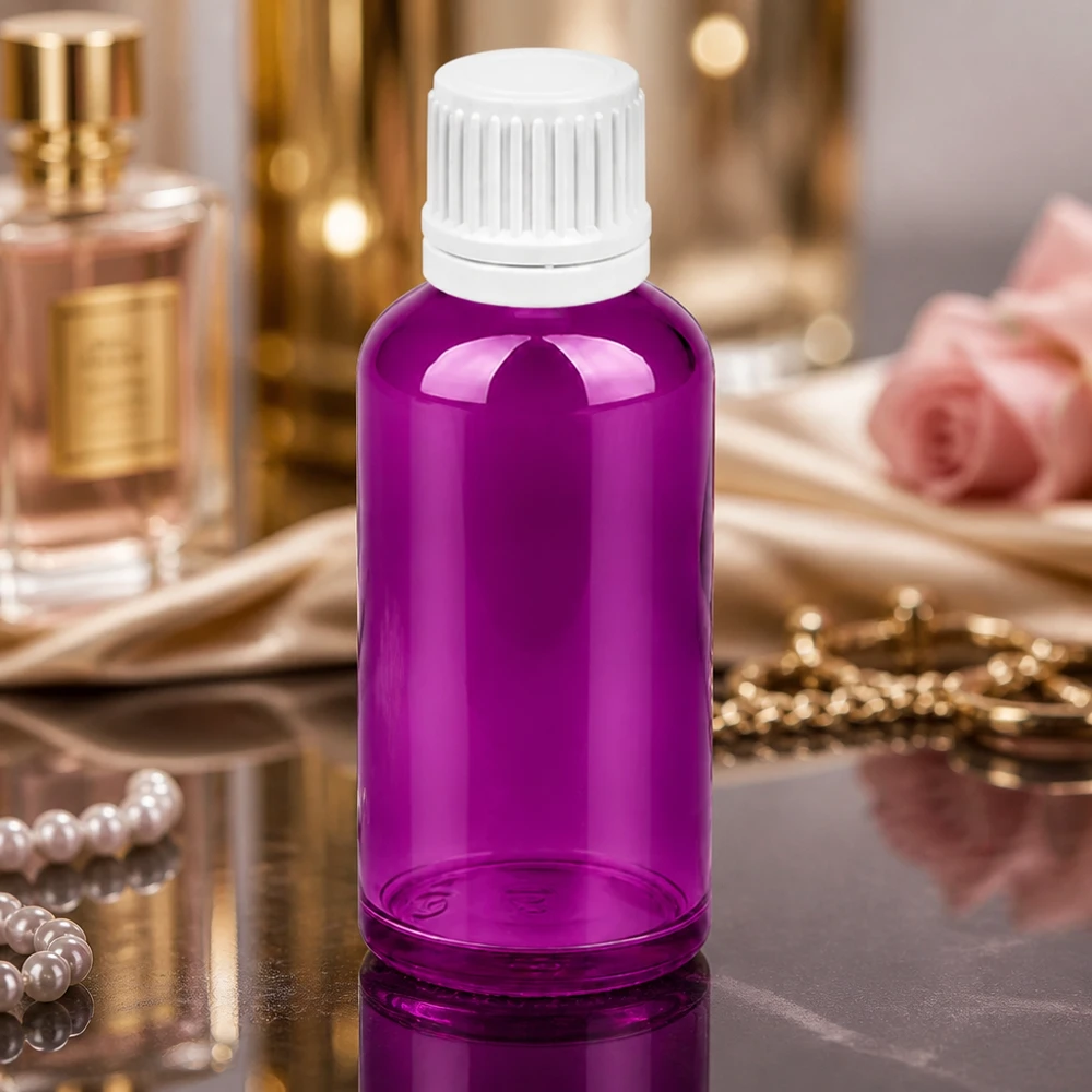 50ml druppelfles 0.7mm wit Originality schroefdop PurpleLine UT18/50 Compacte 50ml druppelflacon in violet met professionele 0,7mm opening voor aromatherapie