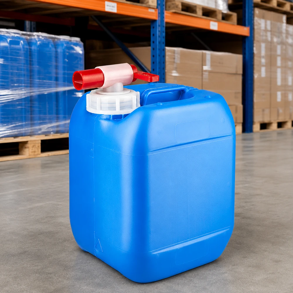 Canister 5 liter blauw met tapkraan Voedselveilige kunststofkan van 5 liter, blauw met rode doseerkraan, voor het bewaren van vloeistoffen