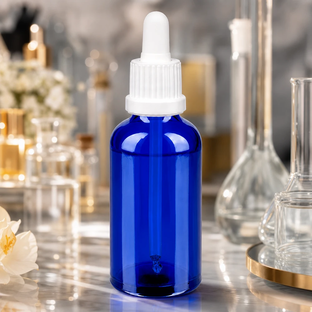 Handige blauwe 50ml pipetfles OV BlueLine UT18/50 met kindveilige dop