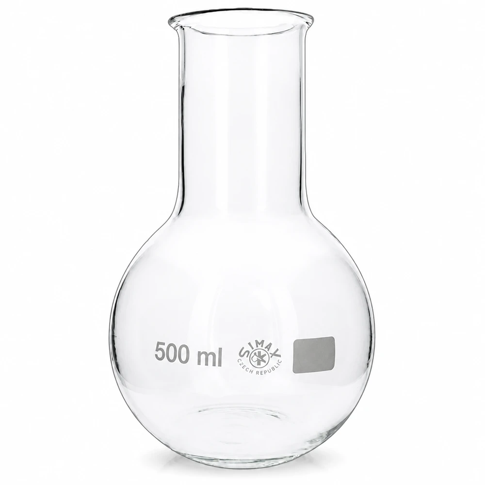 Staande kolf 500ml bolvormig gemaakt van hittebestendig glas voor laboratoriumexperimenten