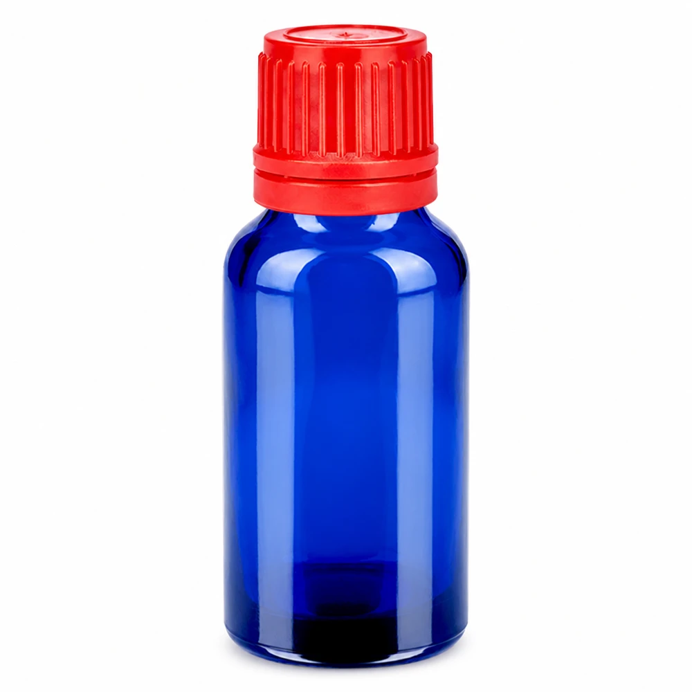 20ml flesje 11mm SV rood OV BlueLine UT18/20 20ml blauw glazen flesje met rode schroefdop voor essentiële oliën en cosmetica
