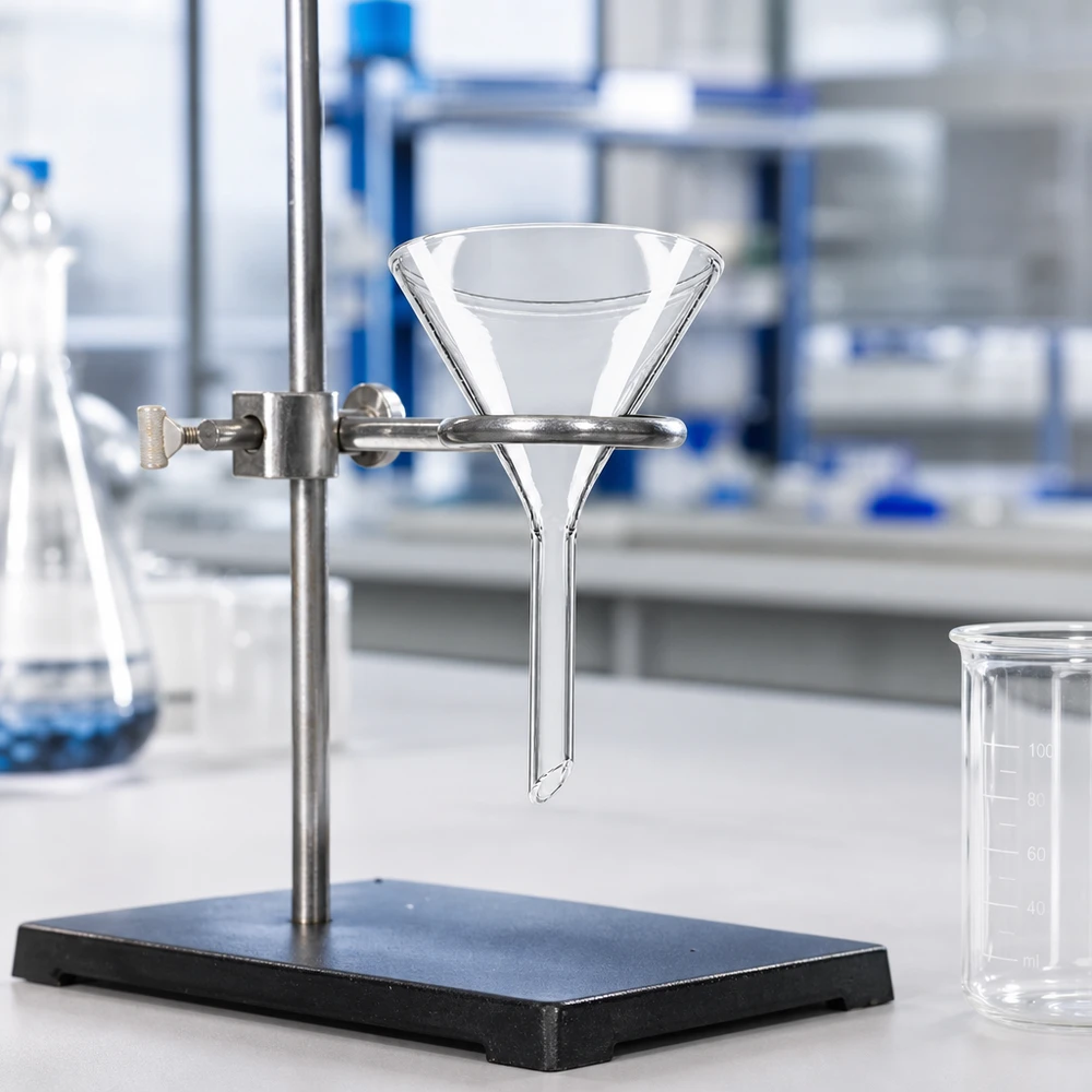Hittebestendige trechter van borosilicaat met een diameter van 55 mm voor thermische laboratoriumtoepassingen