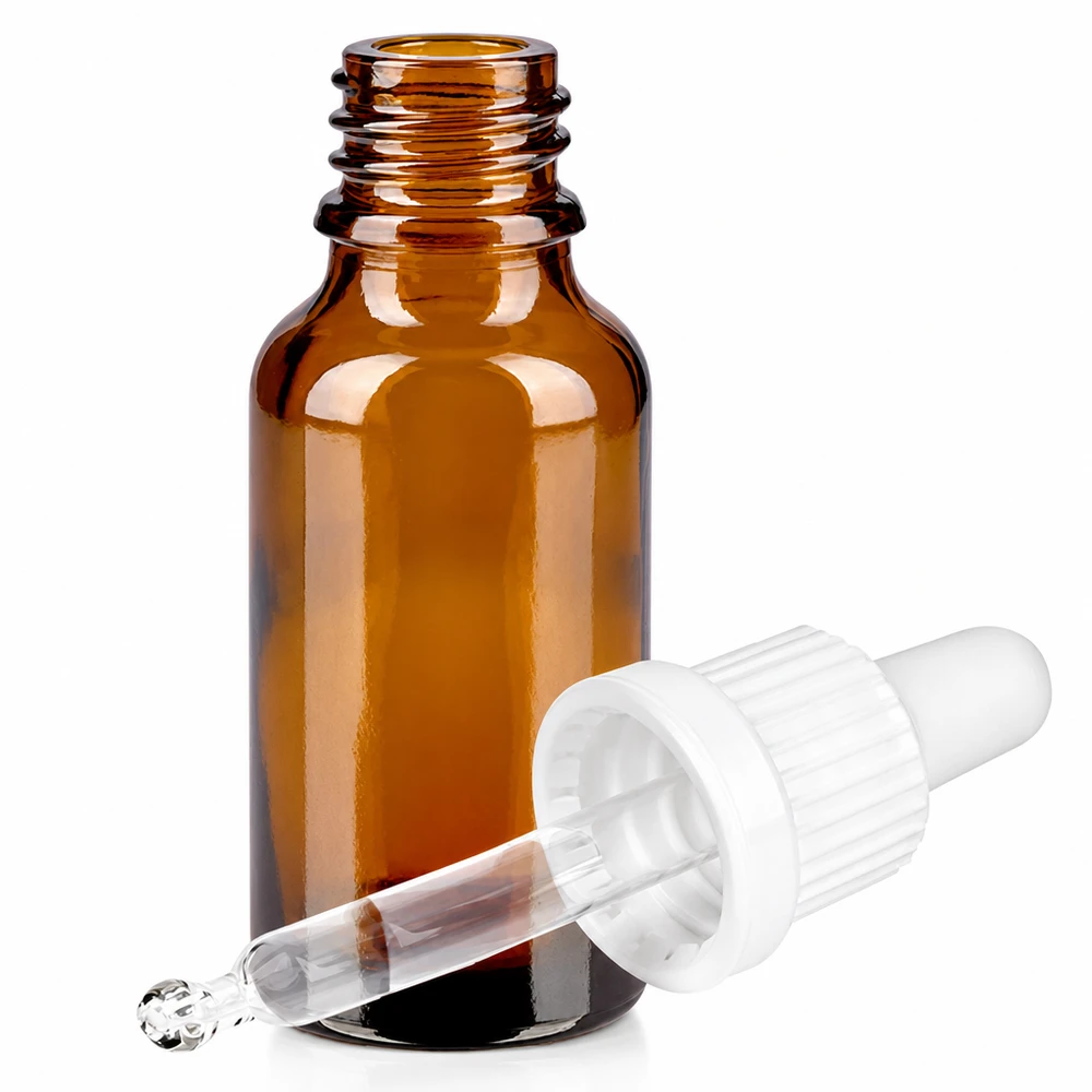 20ml pipetfles wit OV BrownLine UT18/20 Hoogwaardige pipetfles 20 ml amberkleurig glas met pipet met schaalverdeling voor nauwkeurig doseren