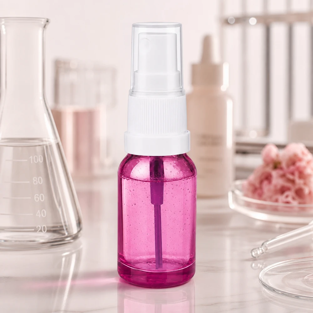 Lichtgewicht 10ml sprayflacon transparant violet met wit pompje voor gezichtstoner en toner