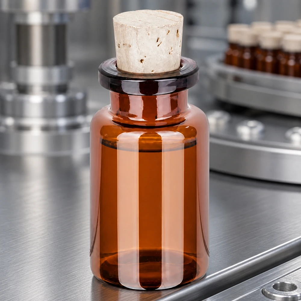 Injectiefles bruin glas 10ml met kurk 11/14mm Kleine Braunglasflasche 10ml mit Korken aus Naturmaterial 11/14mm für Aromatherapie