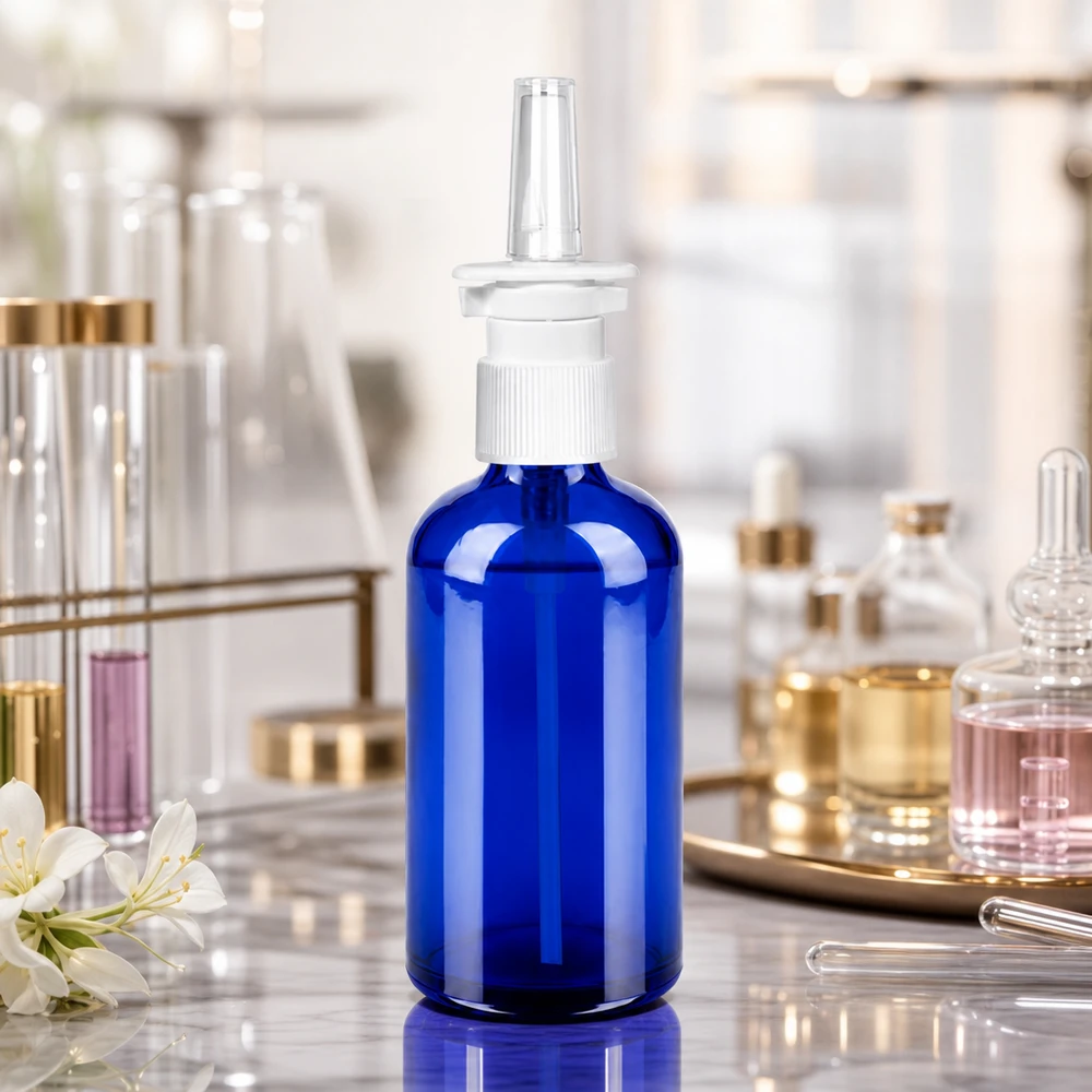 Hoogwaardige glazen fles 100ml met STD-schroefdraad UT18/100 voor professionele neussprayproductie