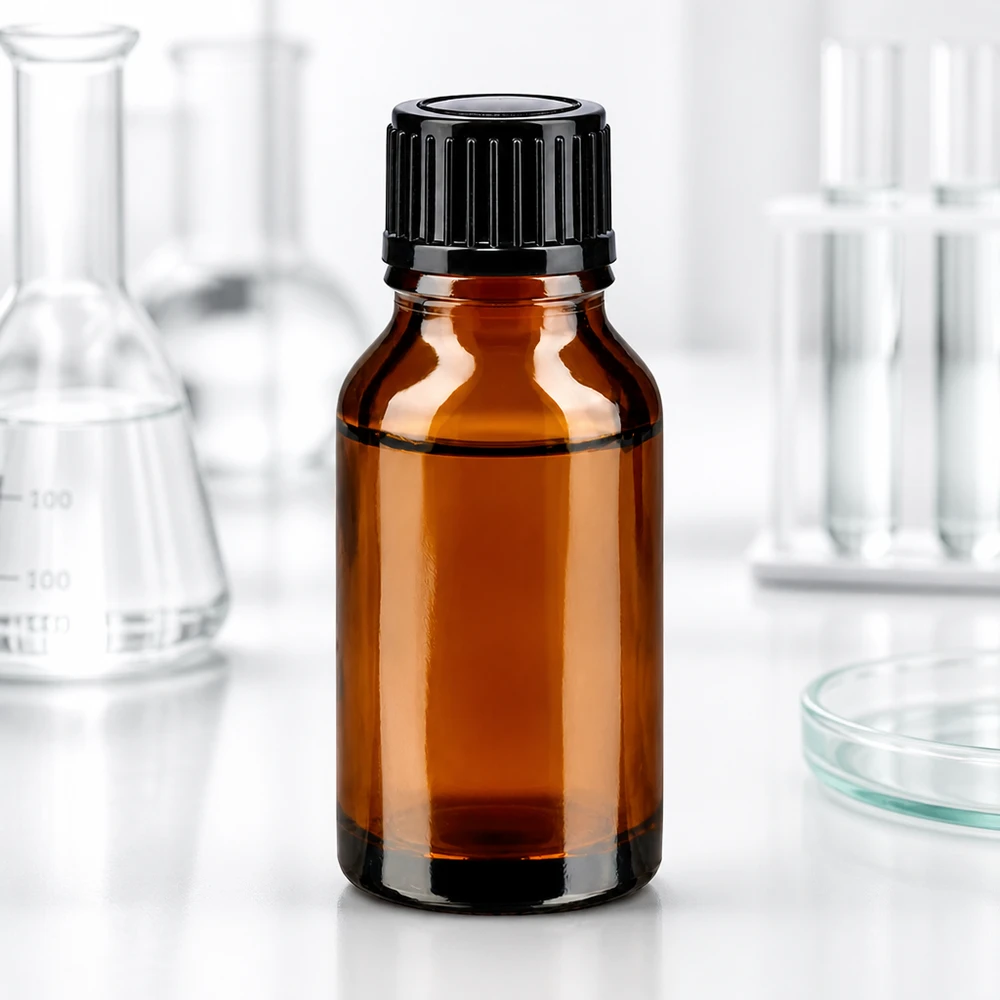 Bruine glazen fles 15ml met zwart schroefsluiting Apothekersflesje van bruin glas, 15 ml, met geribbelde schroefdop (zwart), geschikt voor etherische oliën