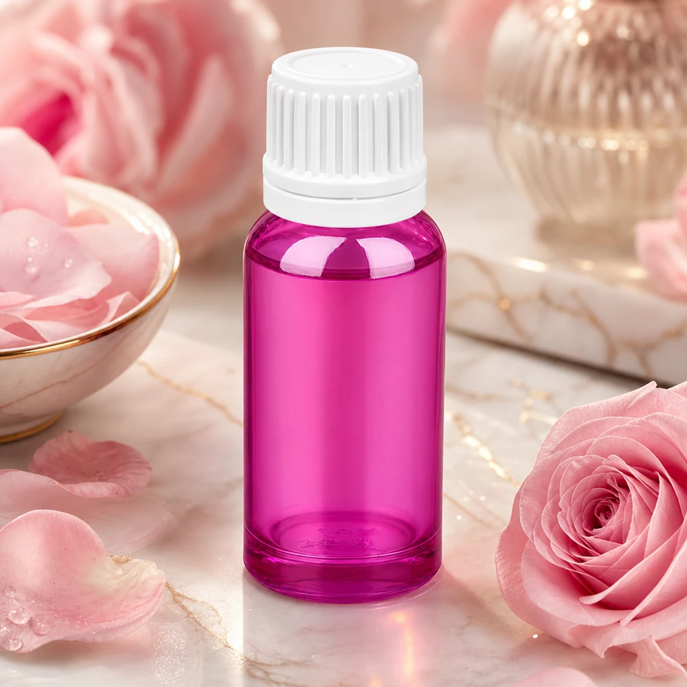 Professionele laboratoriumfles van 20 ml met witte SV-dop voor het veilig bewaren van oliën