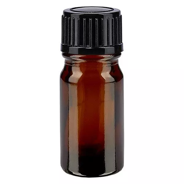 Apothekersflesje bruin 5ml druppeldop 1mm zwart standaard