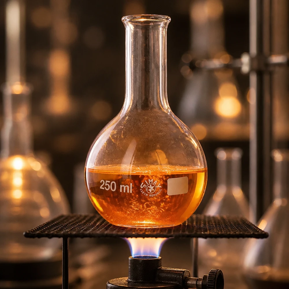Professionele laboratoriumkolf 250ml met smalle hals gemaakt van borosilicaatglas voor wetenschappelijke experimenten