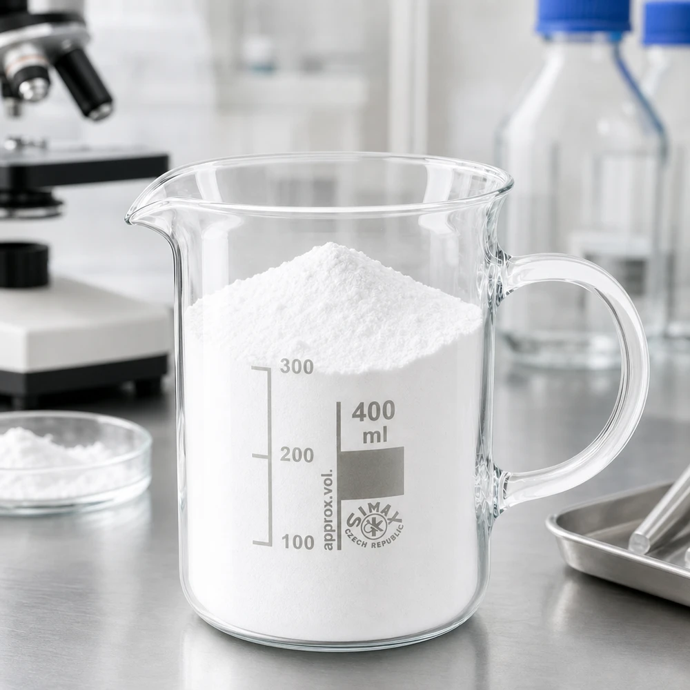 Maatbekerglas 400 ml met handvat, van borosilicaatglas, voor vaste stoffen en poeder in het laboratorium