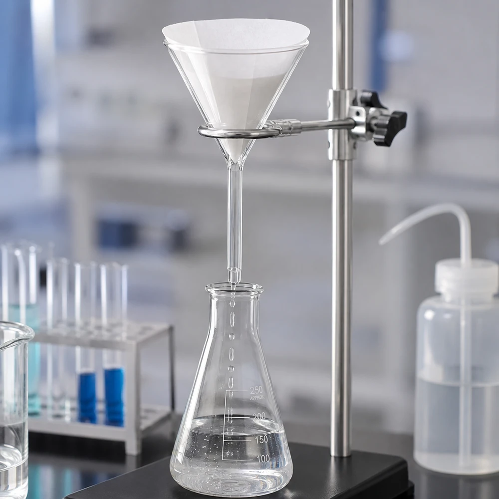 Korte trechter van 100 mm van stevig natriumcalciumglas voor chemische analyses en laboratoriumexperimenten