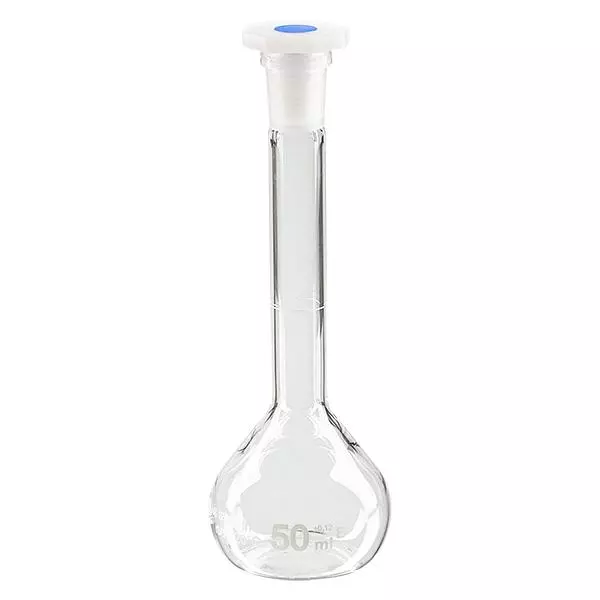 Maatkolven 50ml met slijpstuk 12/21 borosilicaat incl. PEHD stop