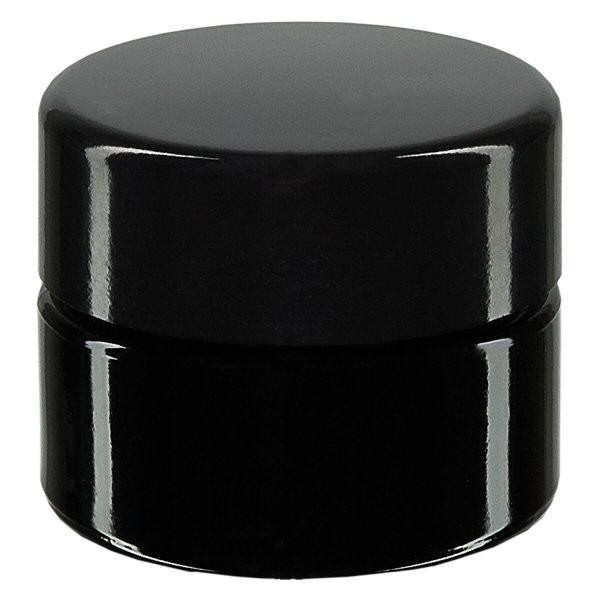 Cosmetisch potje violet glas 15ml, met zwart deksel Cosmetisch potje violet glas 15ml, met zwart deksel